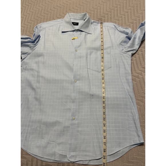 Hugo Boss blue plaid button down size 16.5 - Picture 8 of 8